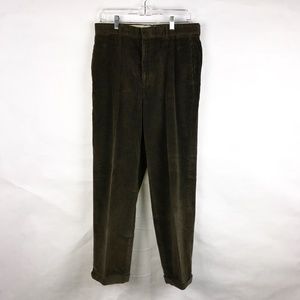 Brooks Brothers Pleated Olive Corduroy Pants 32
